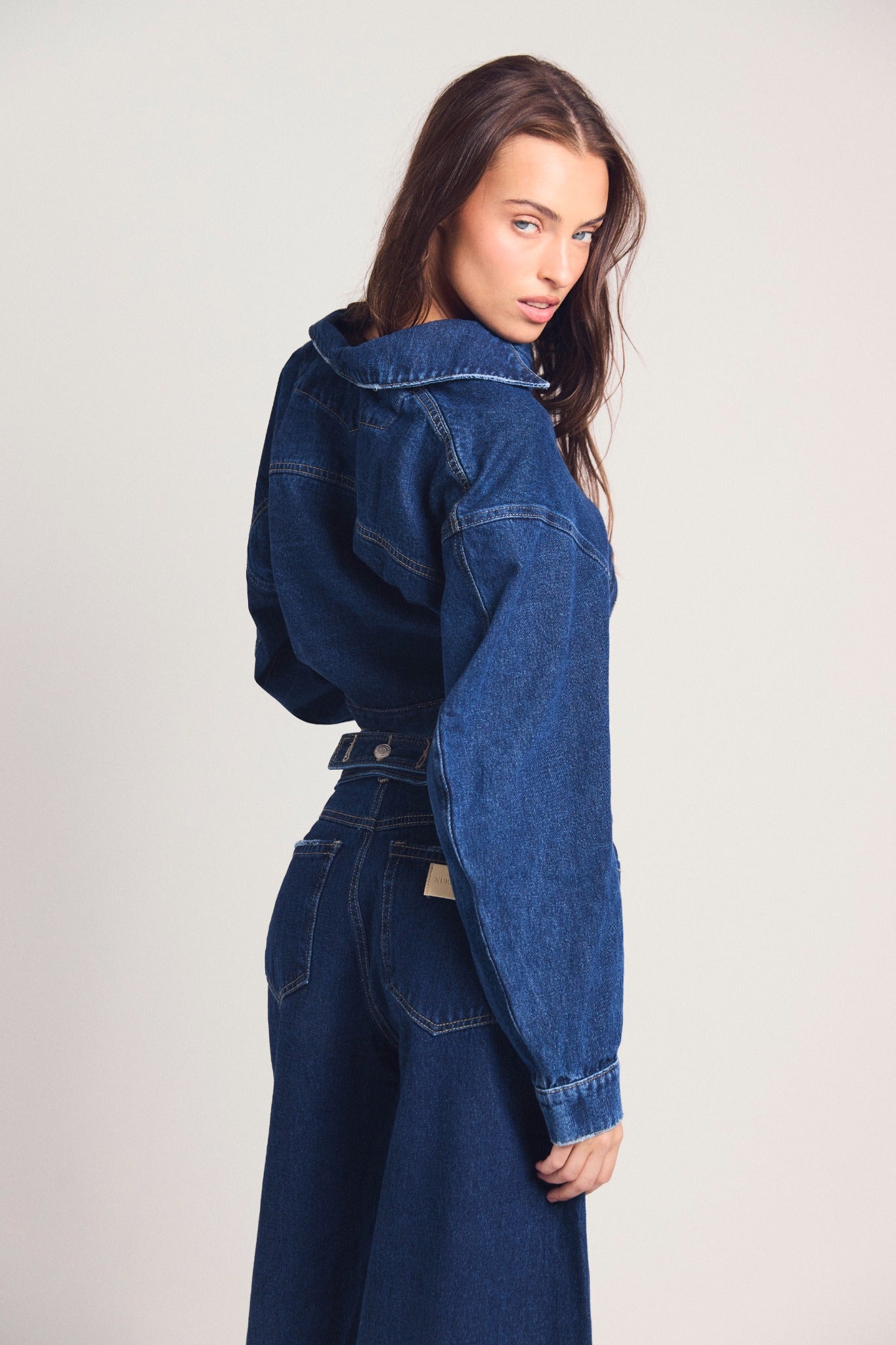 Cropped Dark Denim Jacket