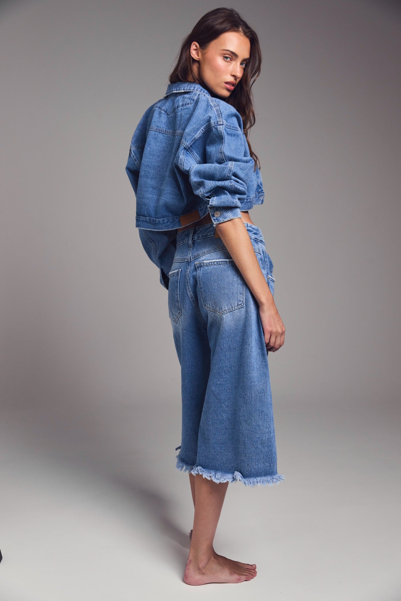 Cropped Light Denim Jacket