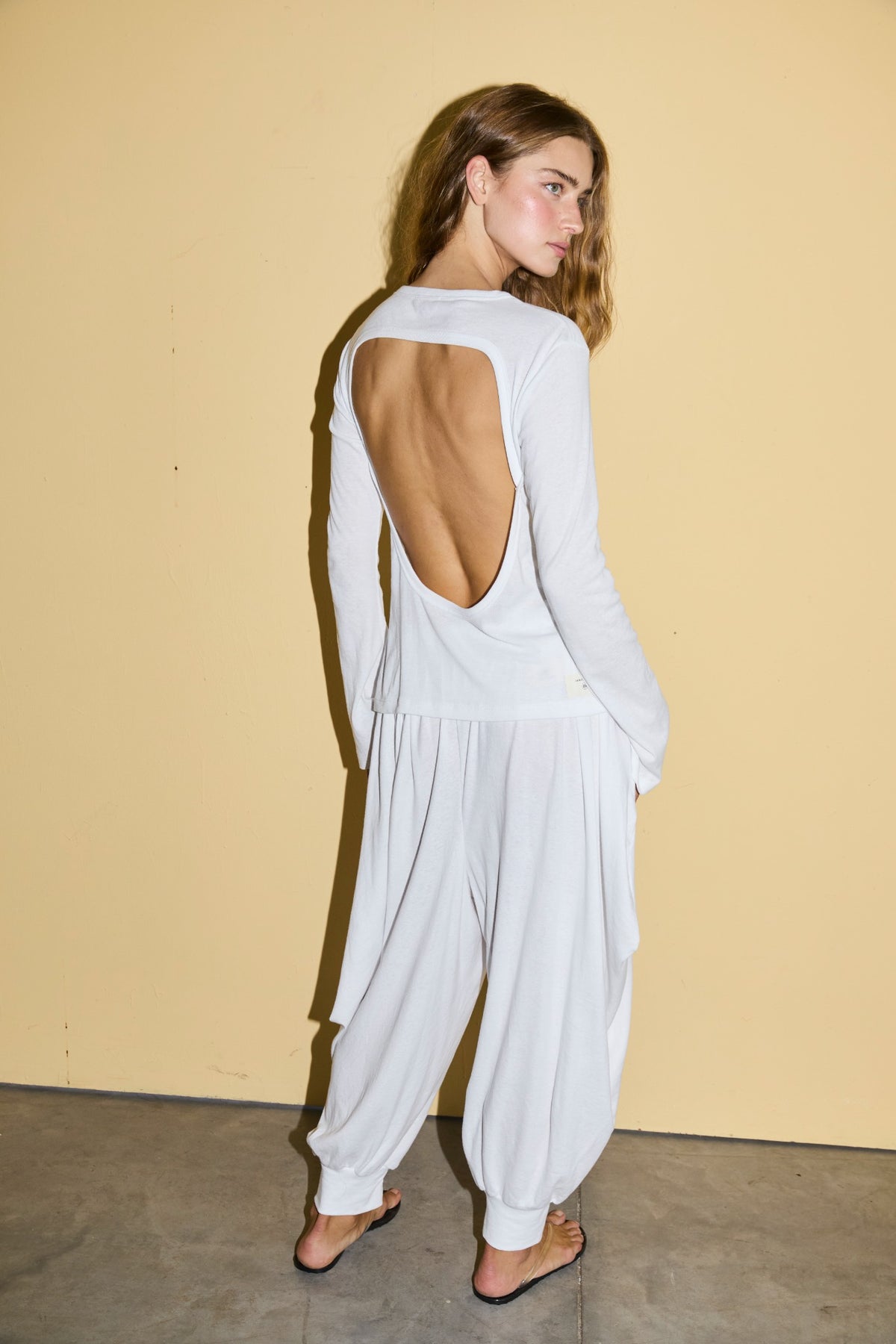 SOREN LONG BALLOON PANTS - לבן