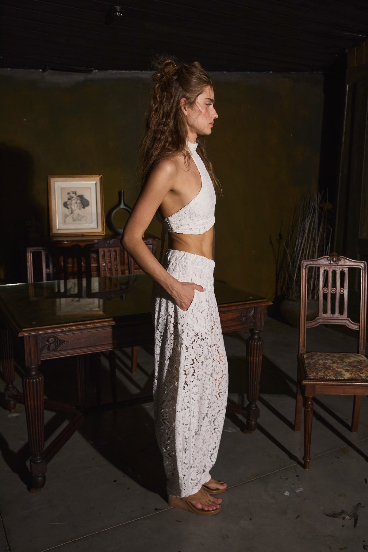 AMARA LACE TOP - לבן