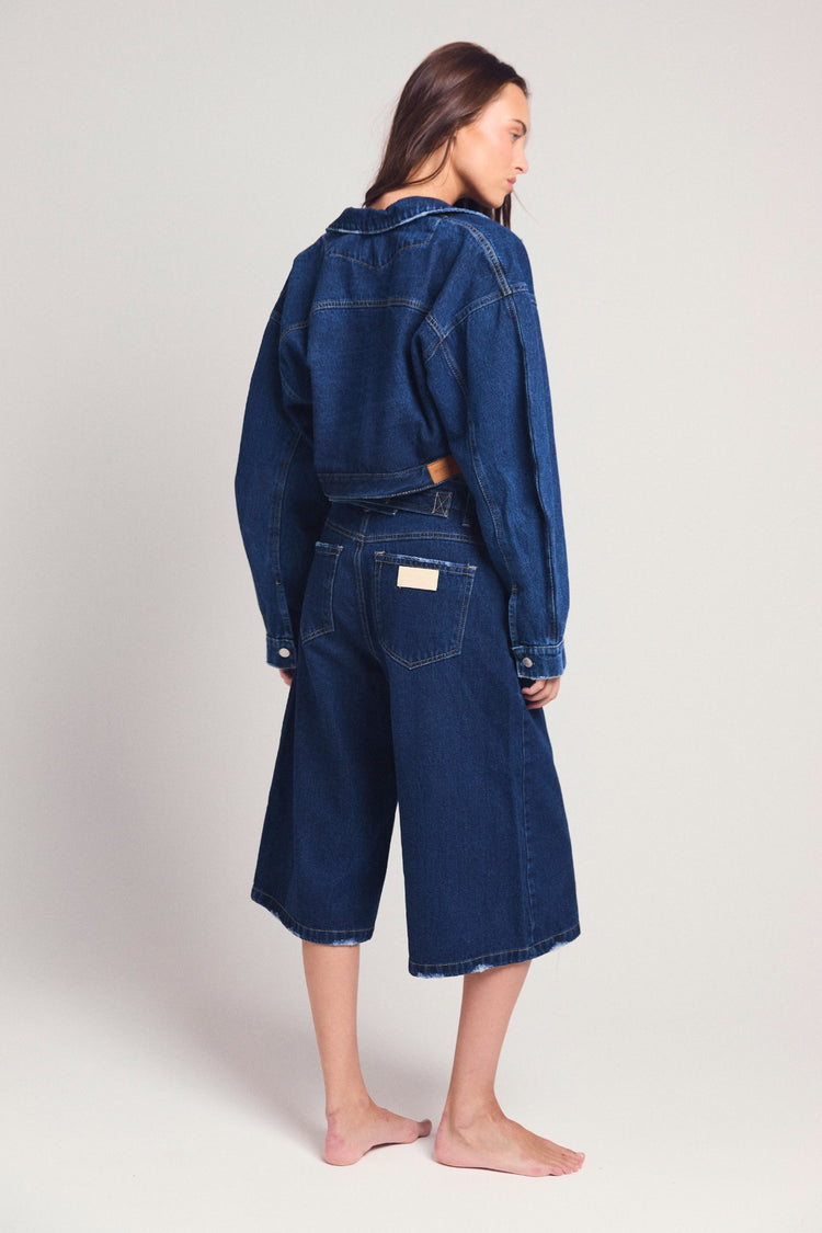 Cropped Dark Denim Jacket