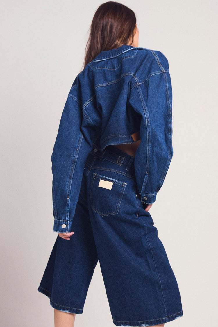 Cropped Dark Denim Jacket