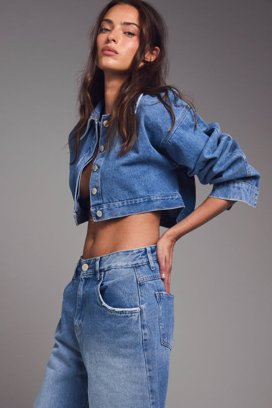 Cropped Light Denim Jacket