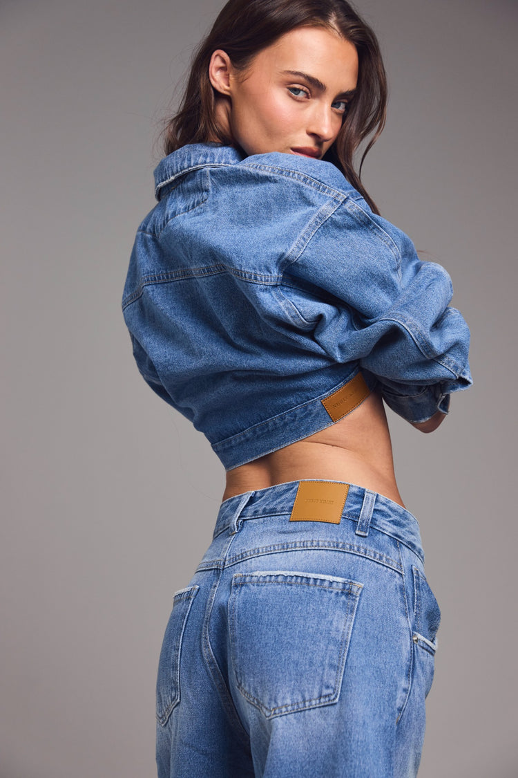 Cropped Light Denim Jacket