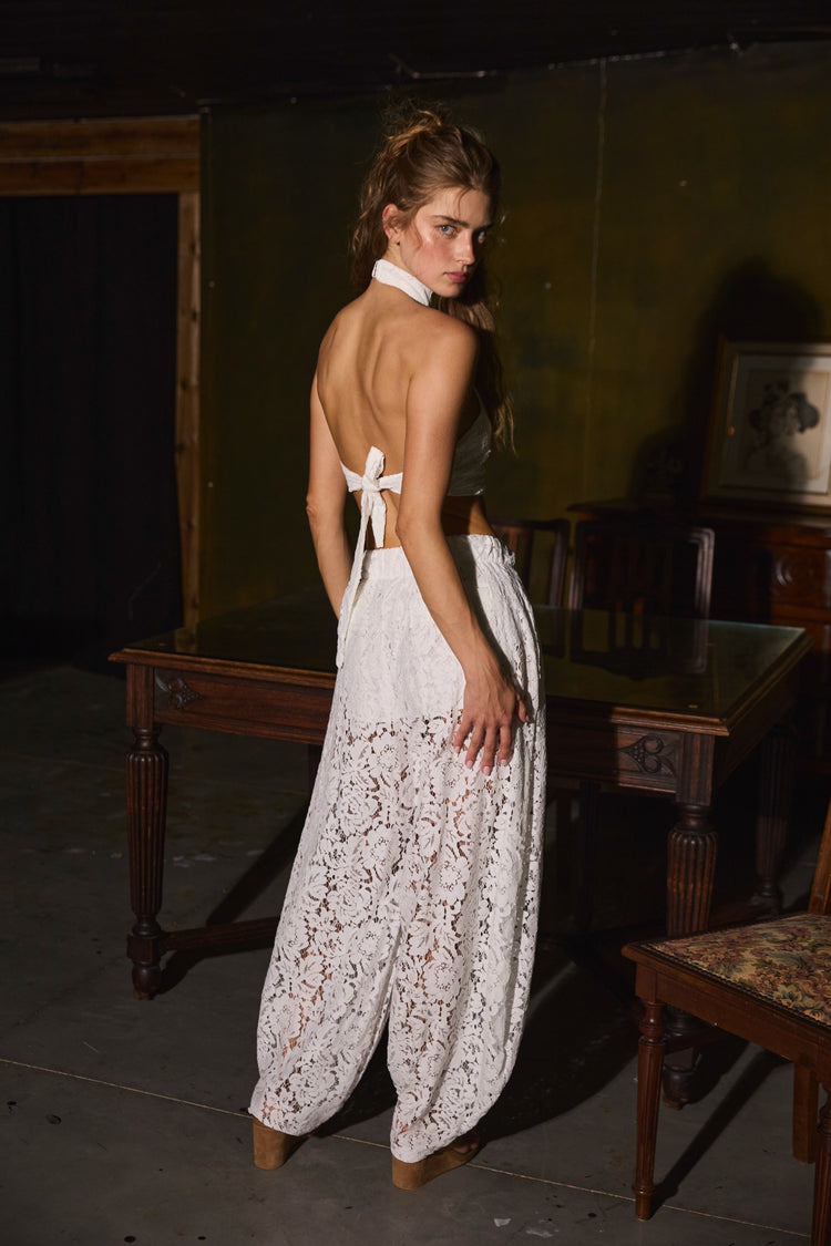 AMARA LACE PANTS - לבן