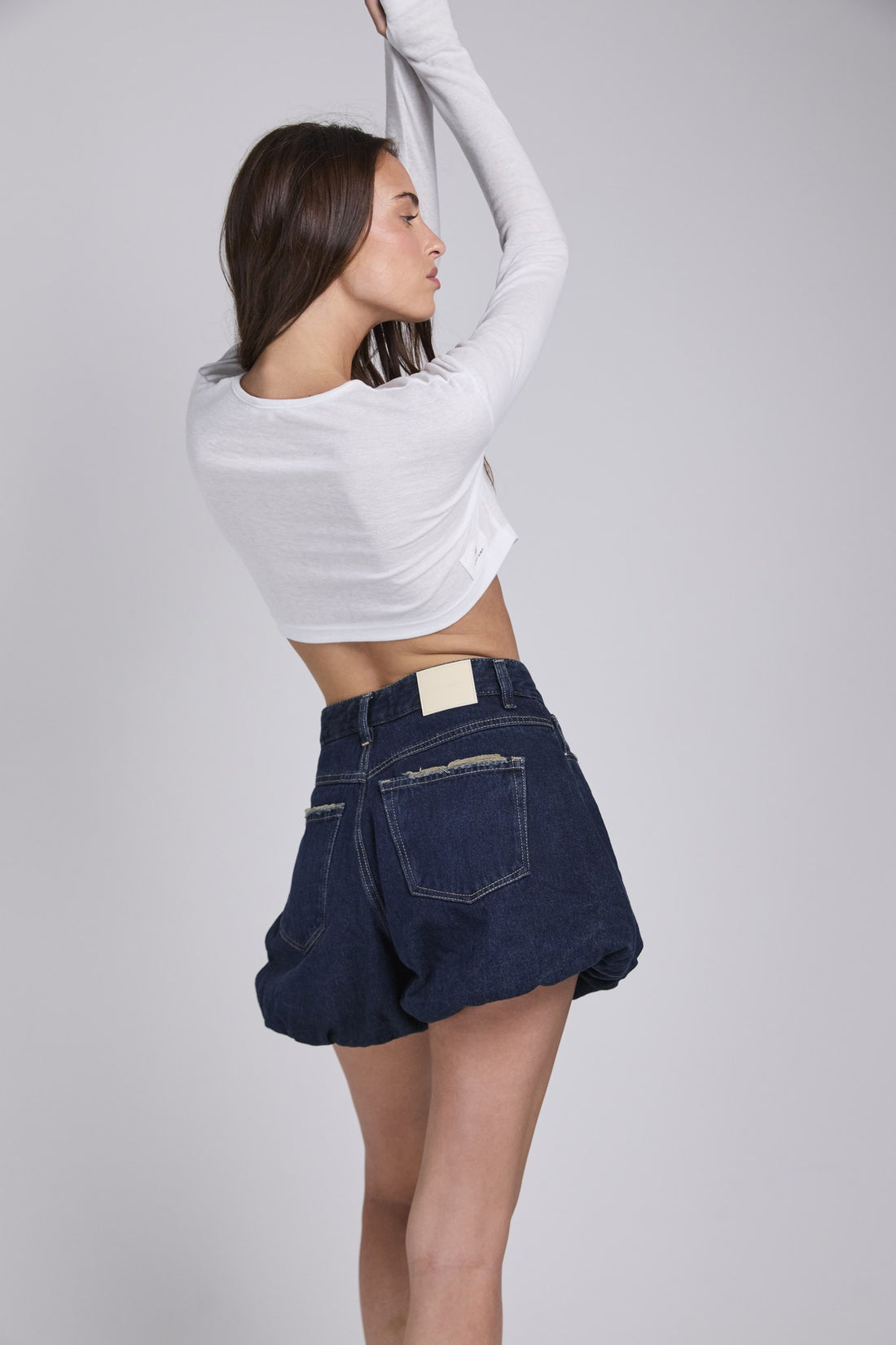 D19 - BALLOON DENIM SKIRT - DARK BLUE