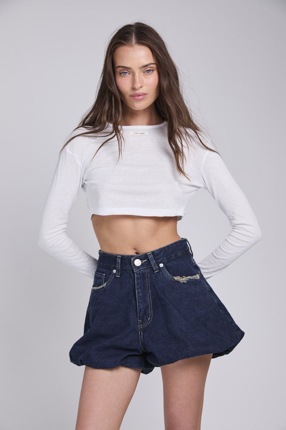 D19 - BALLOON DENIM SKIRT - DARK BLUE