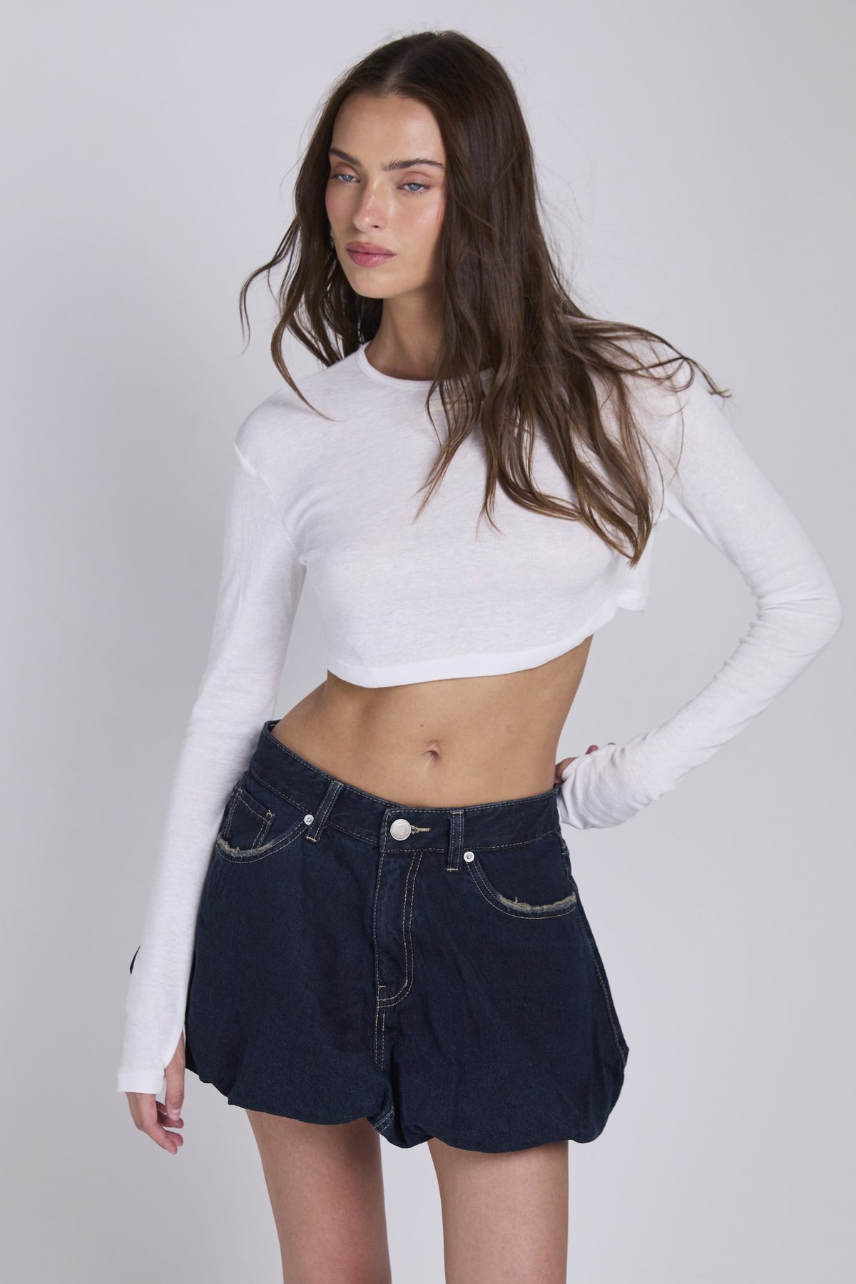 D19 - BALLOON DENIM SKIRT - DARK BLUE