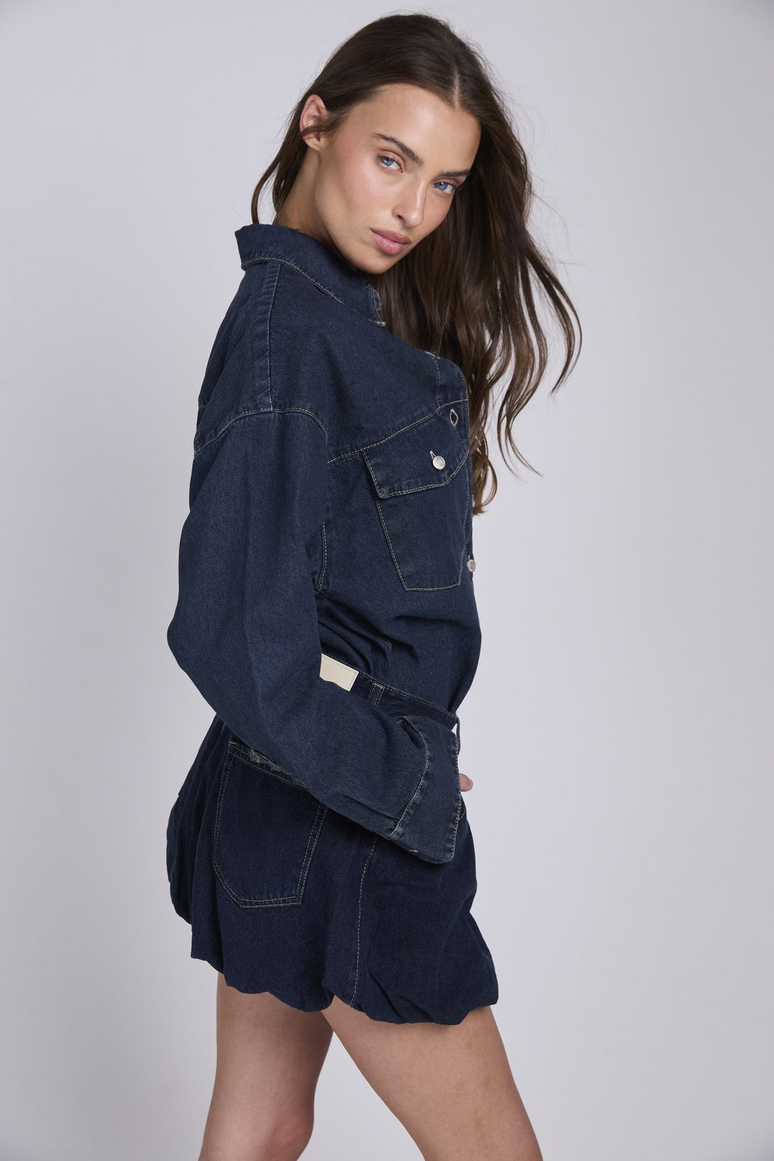 D20 - OVERSIZED DENIM SHIRT - DARK BLUE