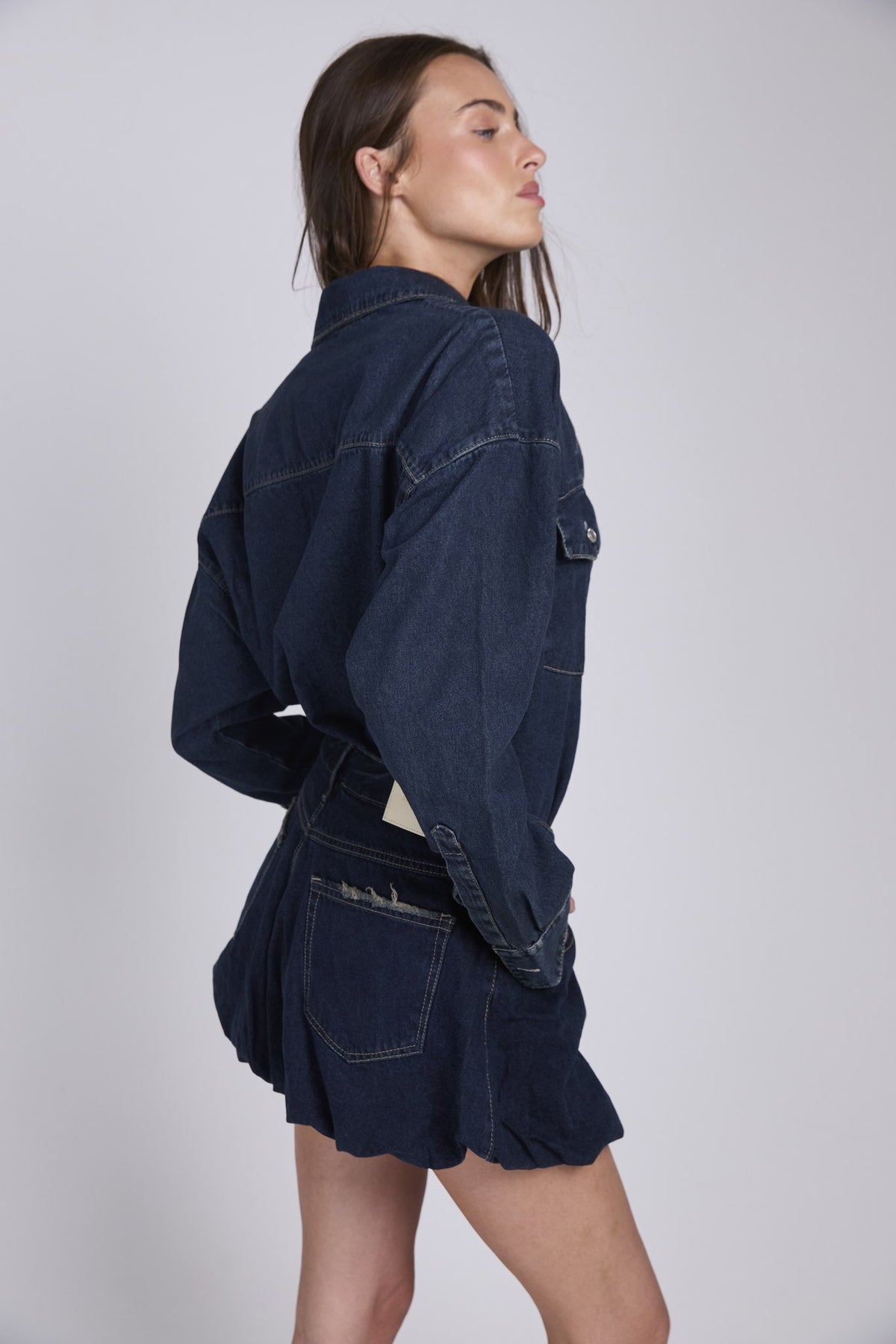 D20 - OVERSIZED DENIM SHIRT - DARK BLUE