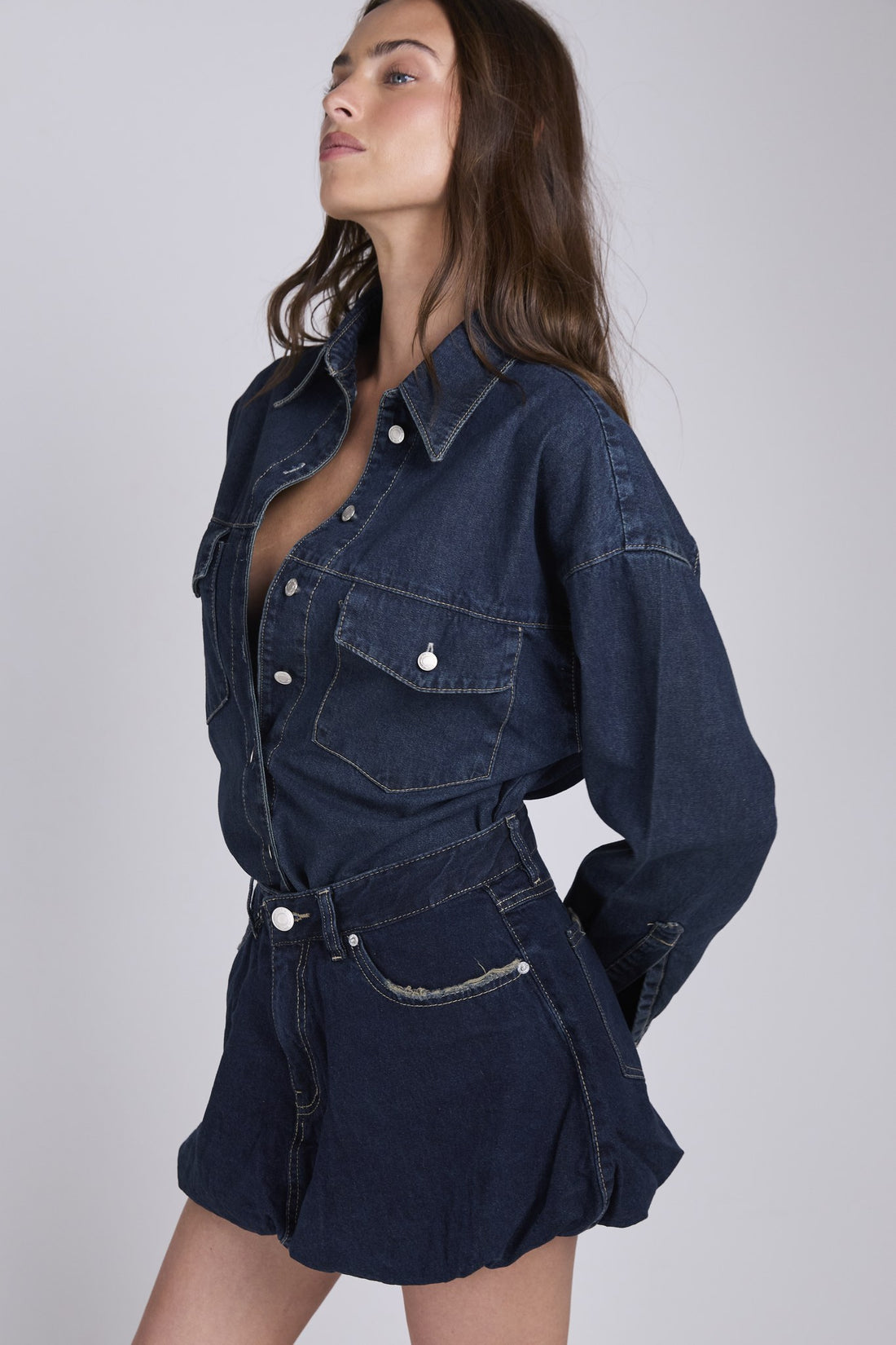 D20 - OVERSIZED DENIM SHIRT - DARK BLUE