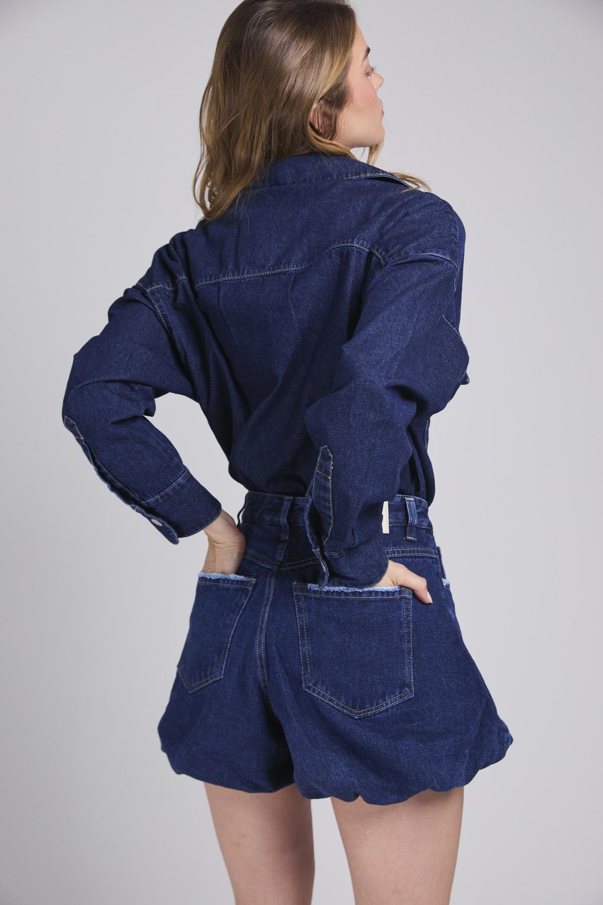 D21 - BALLOON DENIM SHORTS - DARK BLUE
