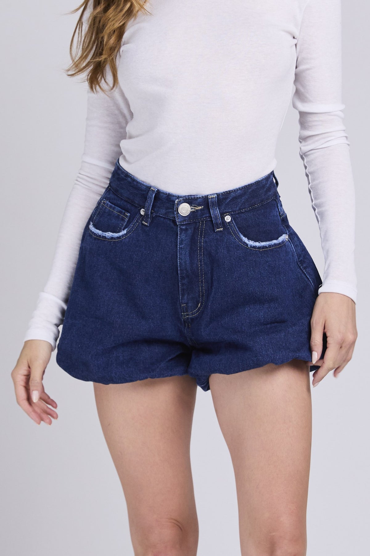 D21 - BALLOON DENIM SHORTS - DARK BLUE