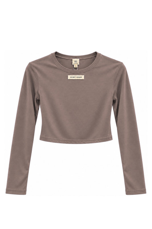 Tissue 02 - Cropped Shirt - חום בהיר