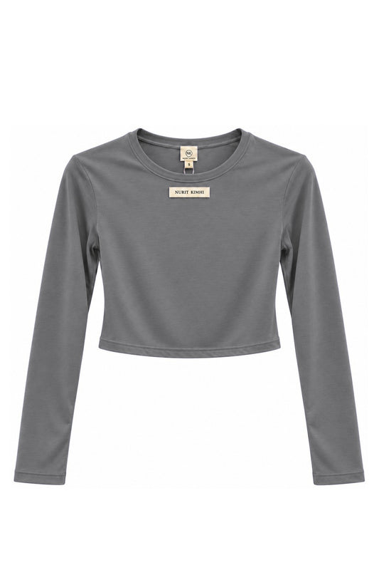 Tissue 02 - Cropped Shirt - אפור פלדה