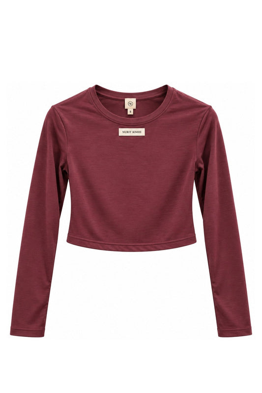 Tissue 02 - Cropped Shirt - בורדו