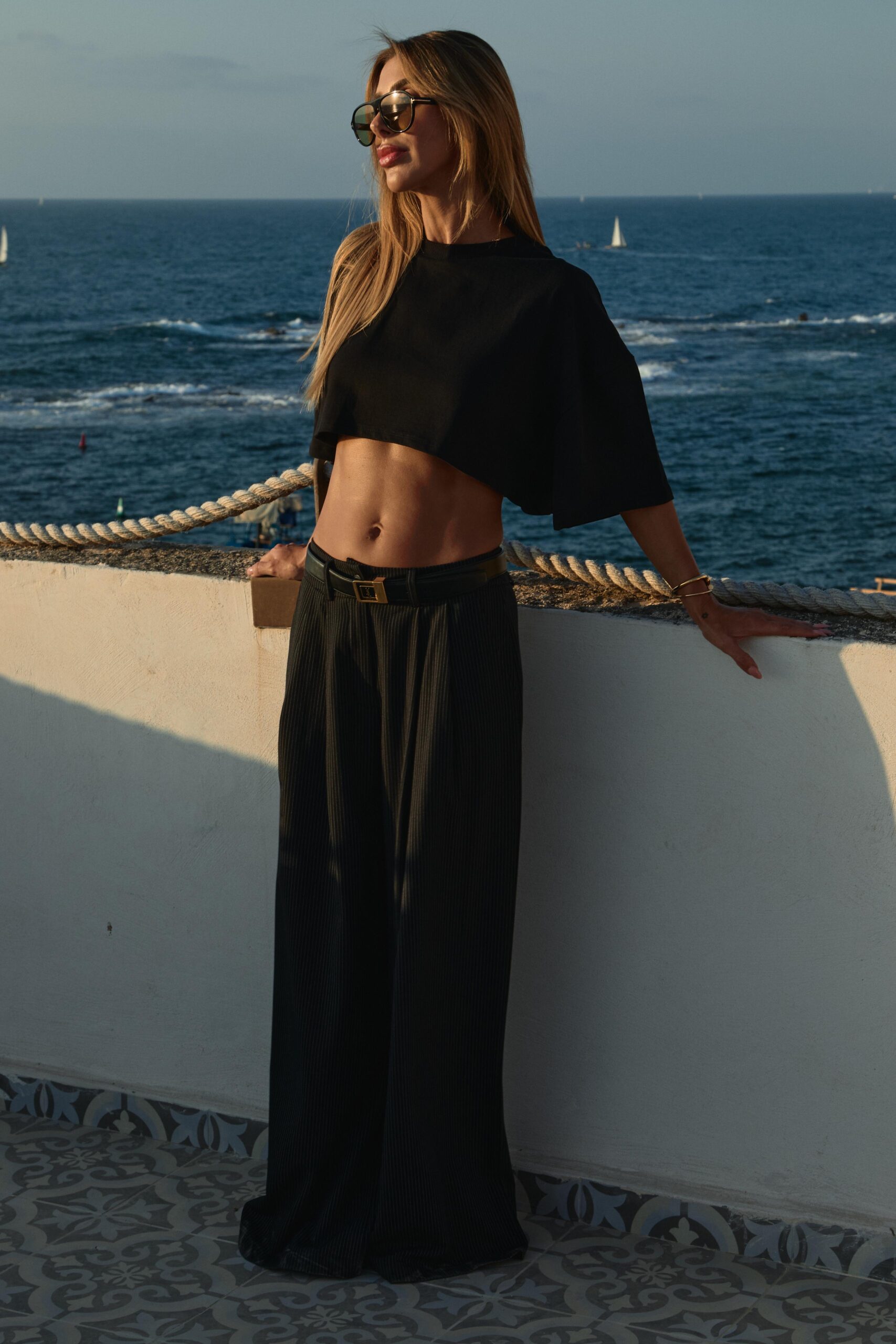 מכנס ריי - שחור פסים