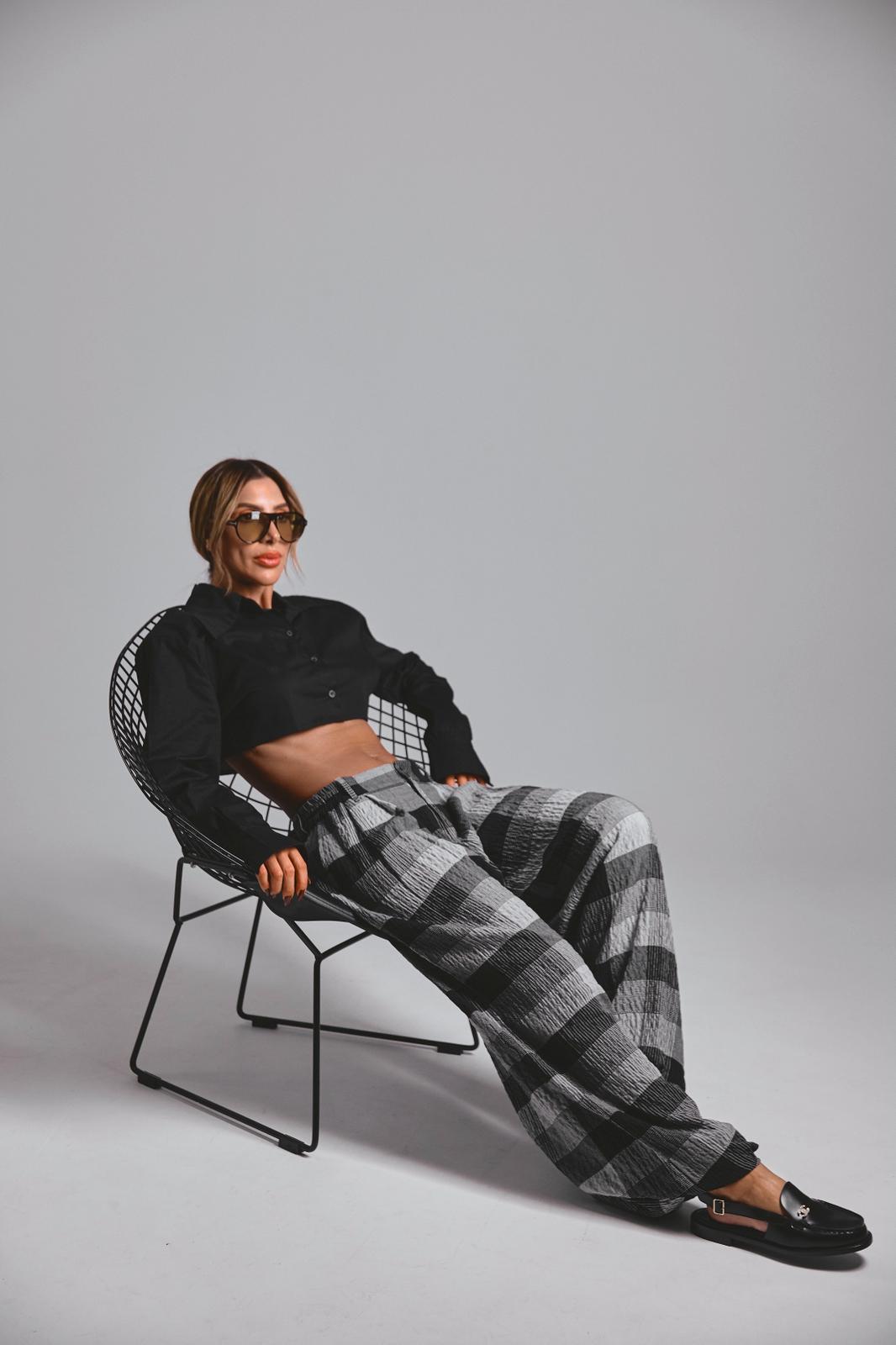 מכנס MARLOW - משבצות שחור