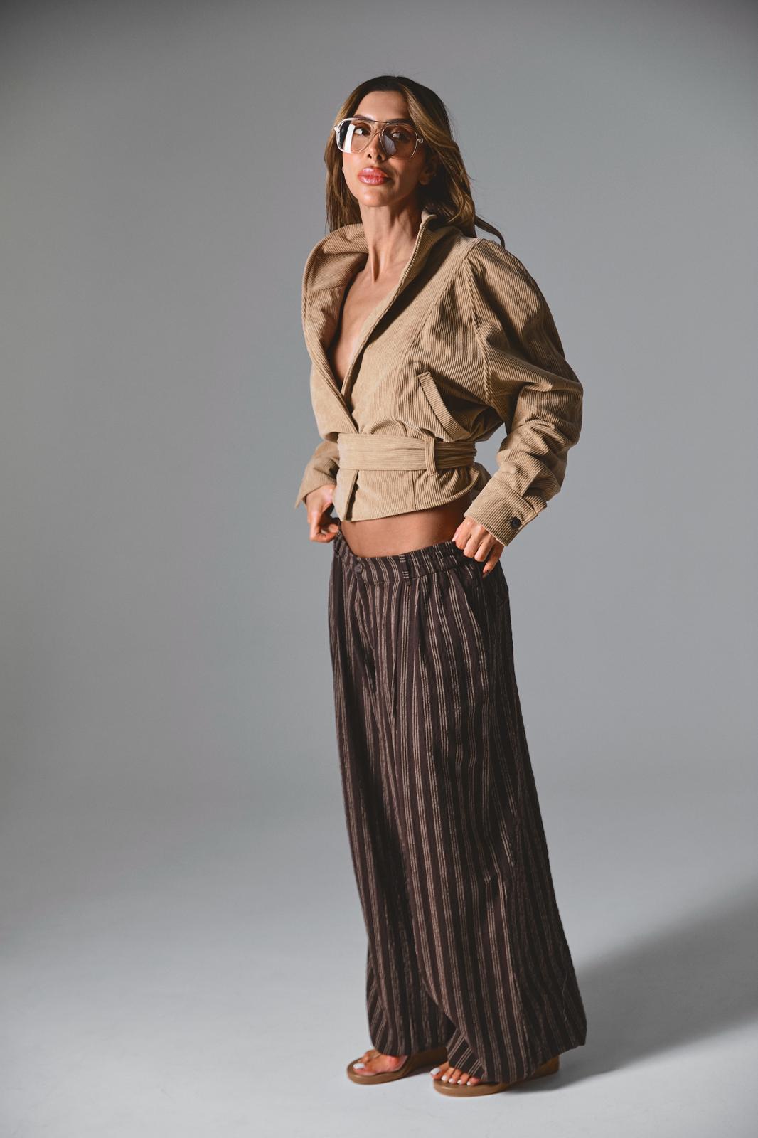 מכנס MARLOW – חום פסים