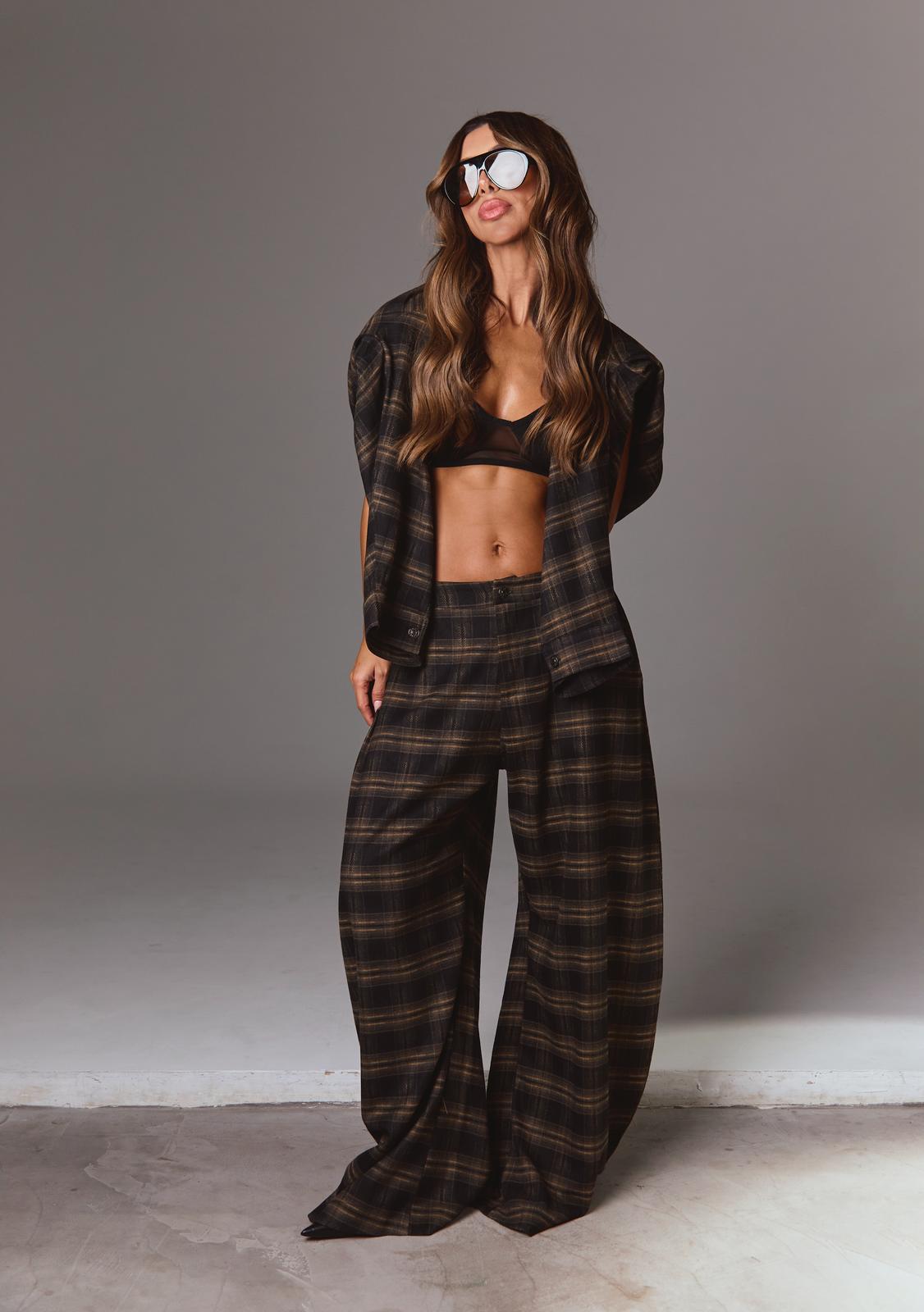 מכנס INES - משובץ חום