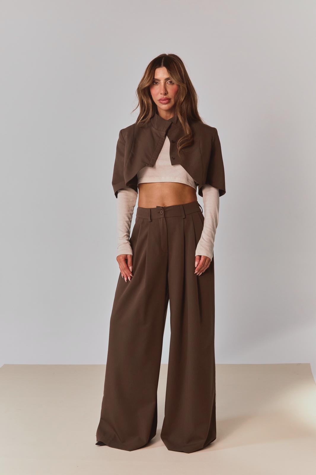 מכנס RAY- חום פסים