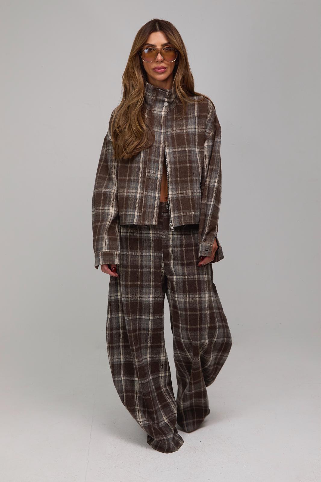 מכנס MORGAN – משובץ חום