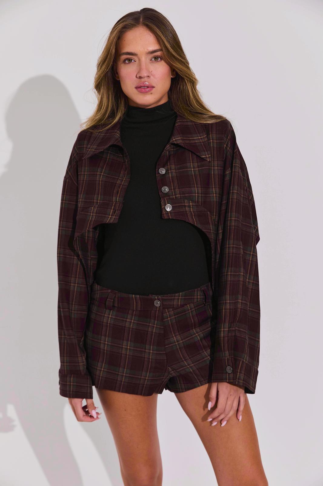 חולצת INES – משובץ בורדו